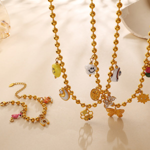 Ensembles De Bijoux Pour Femmes Simple Series Daily Flower Devil'S Eye Heart En Acier Inoxydable Étanche Couleur Or h5 Image2