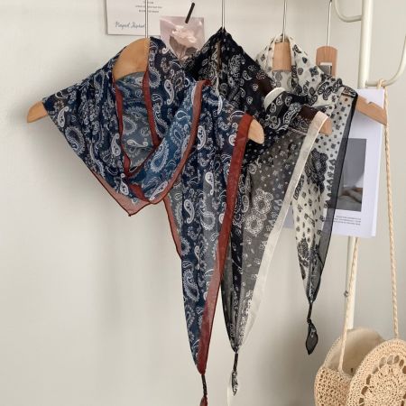 Écharpes d'été en polyester à rayures bohèmes et motifs cachemire, collection ethnique