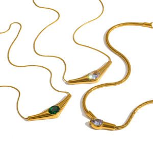 Colliers Pendentifs Pour Femmes En Acier Inoxydable Étanche Avec Strass h5 Image4