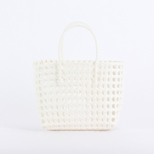 Sac Fourre-Tout Femme En Pvc Tissé Ajouré, Couleur Unie Style Vacances h5