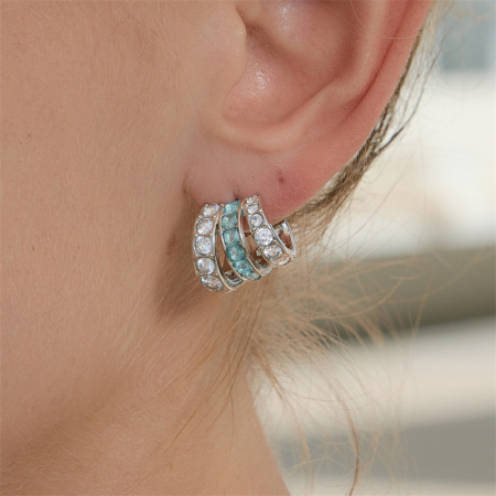 Boucles d'oreilles créoles pour femmes, en acier inoxydable imperméable, forme irrégulière, serties de zircon, collection Simple Series Daily 2