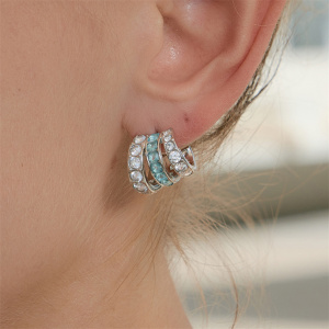 Boucles D'Oreilles Créoles Pour Femmes, En Acier Inoxydable Imperméable, Forme Irrégulière, Serties De Zircon, Collection Simple Series Daily h5 Image2