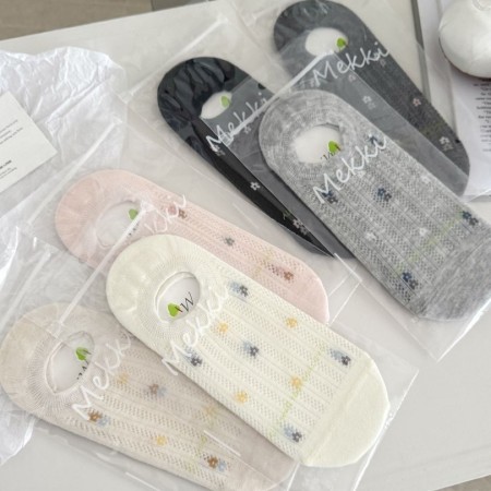 Chaussettes basses à fleurs unies, mignonnes et rebondissantes