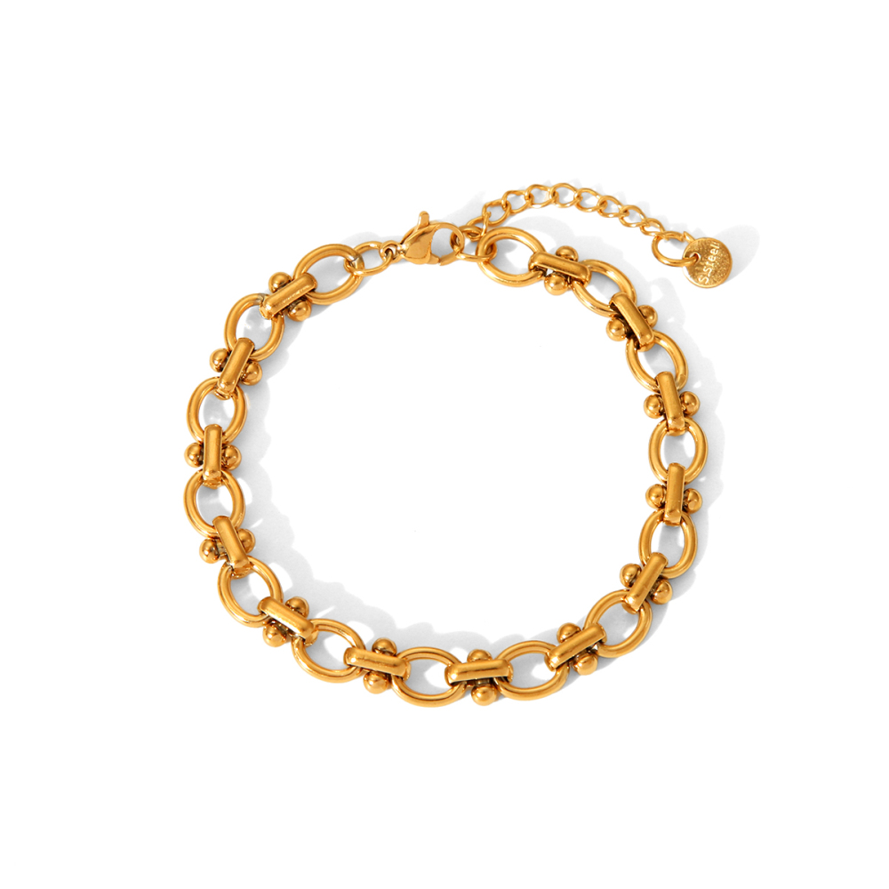 Bracelet Jonc Simple Pour Femme, De Forme Rectangulaire Et Elliptique, En Acier Inoxydable Imperméable, Couleur Or, Orné De Zircon. 