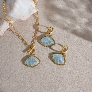 Colliers Pendentifs Pour Femmes, Collection Romantique Sweet Shell, En Acier Inoxydable Étanche, Couleur Or h5 Image4