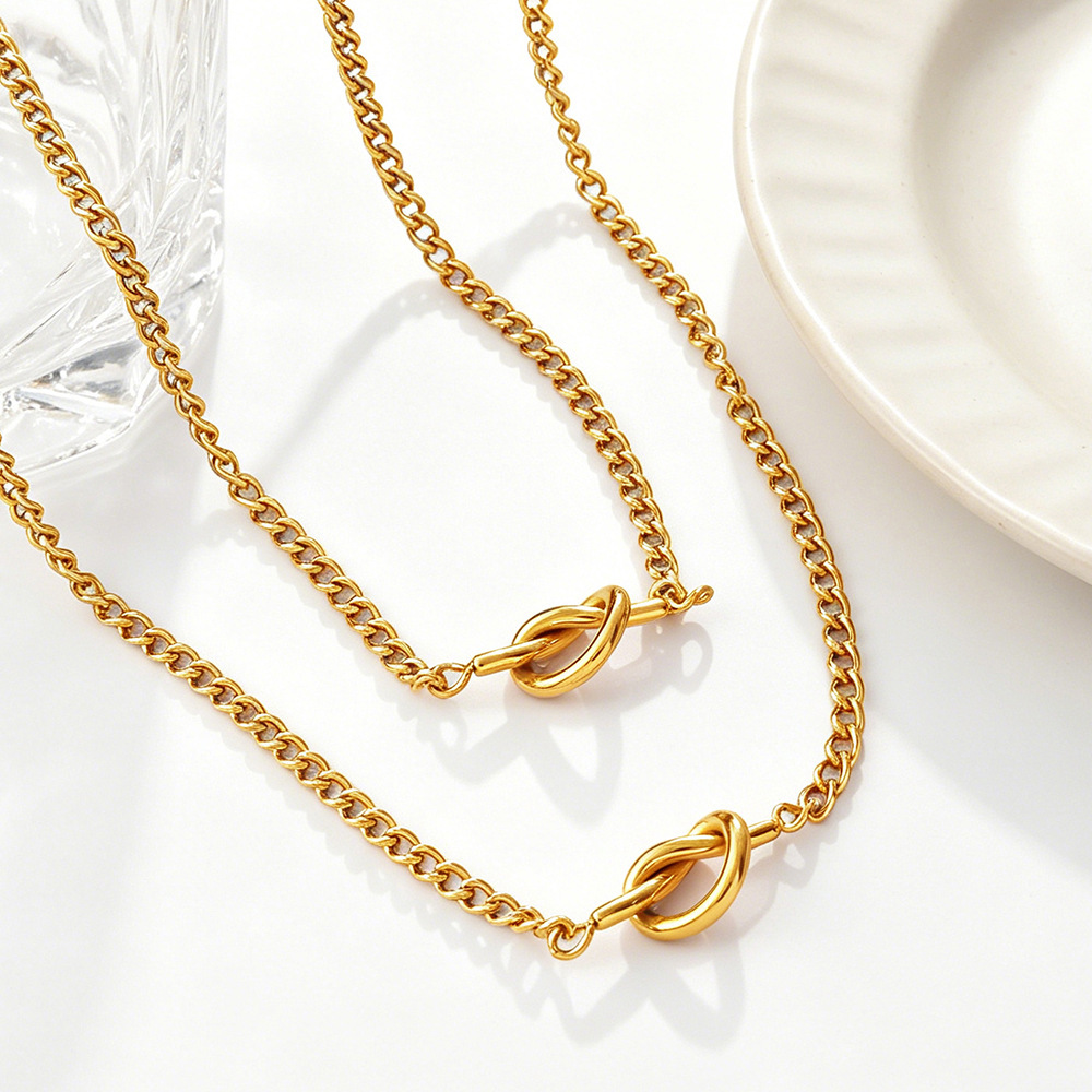 Ensembles De Bijoux Pour Femmes Simple Series Daily Chain En Acier Inoxydable Étanche Couleur Or h5Image3