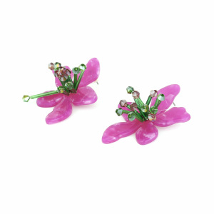 Boucles D'Oreilles Puces En Acrylique Sweet Flower Pour Femmes, Collection Romantique h5 Image4