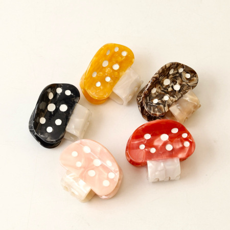 Pinces à cheveux en acétate de champignon, motif pois mignons et couleurs mélangées, série simple 2