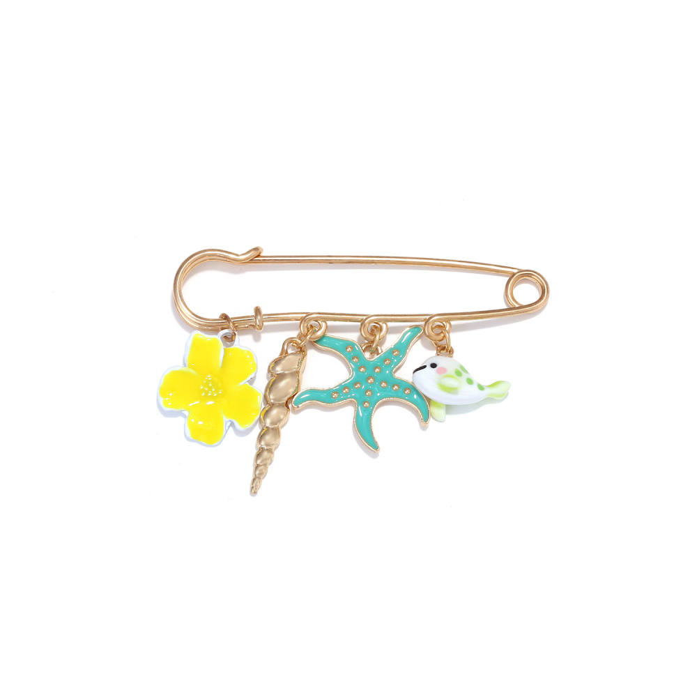 Broches En Alliage Motif Poisson Et Étoile De Mer, Style Océanique, Collection Simple Daily Flower h5Image3