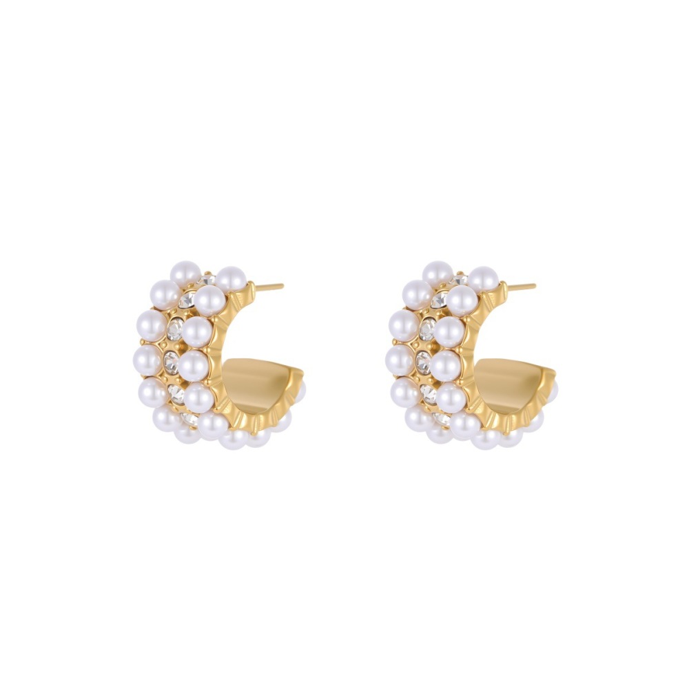 Boucles D'Oreilles Clous Imperméables En Acier Inoxydable, Forme Irrégulière, Collection Simple Series Daily Image5