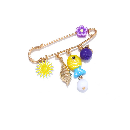 Broches en alliage, motif fleurs naturelles, soleil, coquillages, style océanique, collection Simple 2