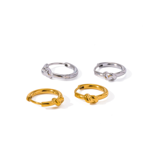 Boucles D'Oreilles Créoles Torsadées Pour Femmes, En Acier Inoxydable Étanche, Couleur Or h5 Image4
