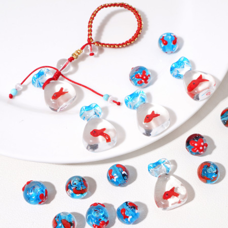 Collection romantique - Perles de perles émaillées en forme irrégulière, style océanique, à faire soi-même, inspirées par les poissons et inspirées de l'océan. Collection DIY.