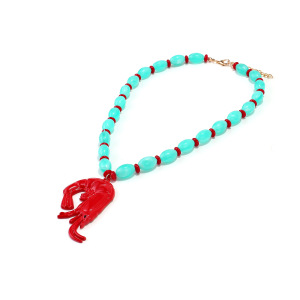Colliers De Perles En Résine Pour Femmes, Style Océanique, Motif Homard De Vacances h5 Image3