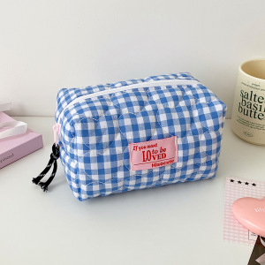 Trousses À Maquillage Simple Series Sweet Heart Plaid En Polyester Multicolores h5 