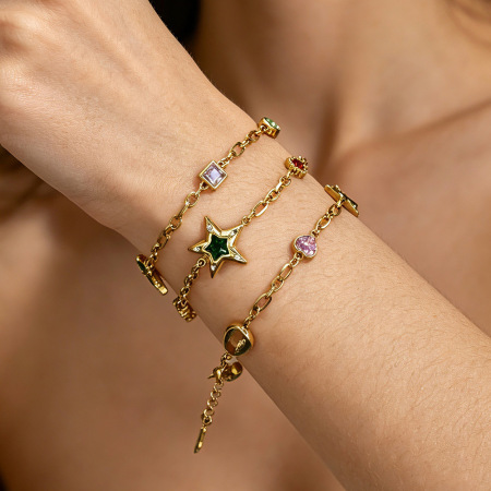 Bracelets à breloques pour femmes en acier inoxydable, étanches, couleur or, avec étoile de mer et strass, ornés d'étoiles de mer.