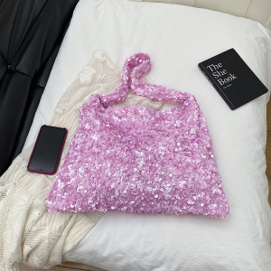 Sac Carré Pour Femme En Polyester Uni À Sequins, Style Décontracté h5 Image5