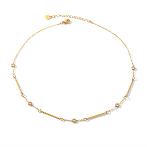 Colliers À Maillons Pour Femmes Daily Chain En Acier Inoxydable, Étanches, Couleur Or Et Zircon h5