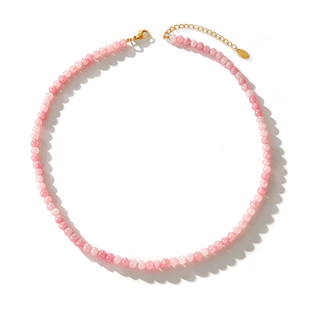 Colliers De Perles Pour Femmes, Collection Simple Series Daily Beads, En Acier Inoxydable, Couleur Or, Étanches Image5