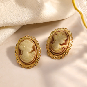 Boucles D'Oreilles Puces Pour Femmes, En Acier Inoxydable, Couleur Or, Collection Classique Daily Figure h5 Image3