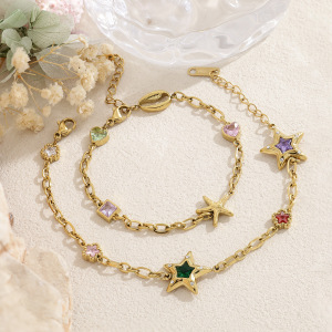 Bracelets À Breloques Pour Femmes En Acier Inoxydable, Étanches, Couleur Or, Avec Étoile De Mer Et Strass, Ornés D'Étoiles De Mer. h5 Image3