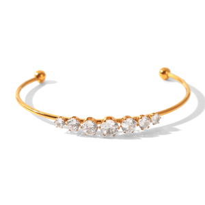 Bracelets Pour Femmes Simple Series Daily Lines En Acier Inoxydable, Étanches, Couleur Or Et Zircon h5 