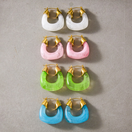 Boucles d'oreilles créoles rétro Simple Series en acier inoxydable étanche couleur or pour femmes