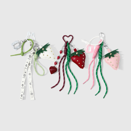 Breloques en cuir en forme de cœur, fraise et rivet, collection Simple Series