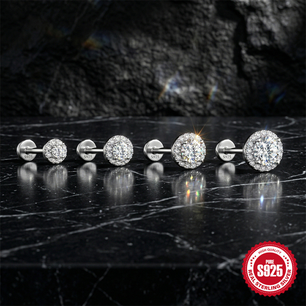 Boucles D'Oreilles Élégantes En Moissanite, Plaquées Platine Et Serties Sur De L'Argent Sterling 925. h5Image4
