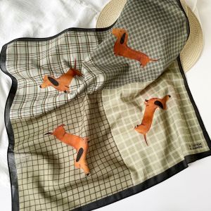 Écharpes D'Été En Coton À Carreaux Avec De Jolis Chiens Pour Femmes h5 Image3