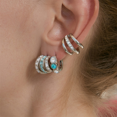 Boucles d'oreilles créoles pour femmes, en acier inoxydable imperméable, forme irrégulière, serties de zircon, collection Simple Series Daily