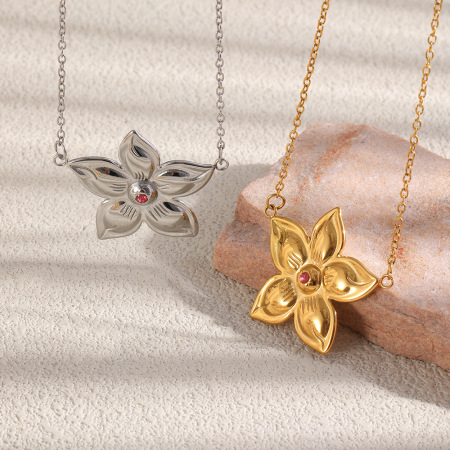 Colliers pendentifs pour femmes, collection romantique, élégants, en acier inoxydable et étanches, motif floral. 2
