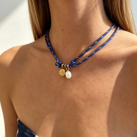 Colliers tressés pour femmes, style océanique, en corde tressée dorée et perles 2