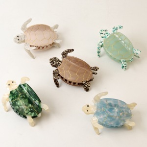 Série Simple, Mignonne Tortue De Dessin Animé, Style Océanique, Dégradé De Couleurs Mélangées, Griffes En Acétate h5 Image4