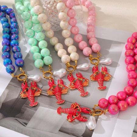 Colliers de perles en résine style vacances océaniques pour femmes 2