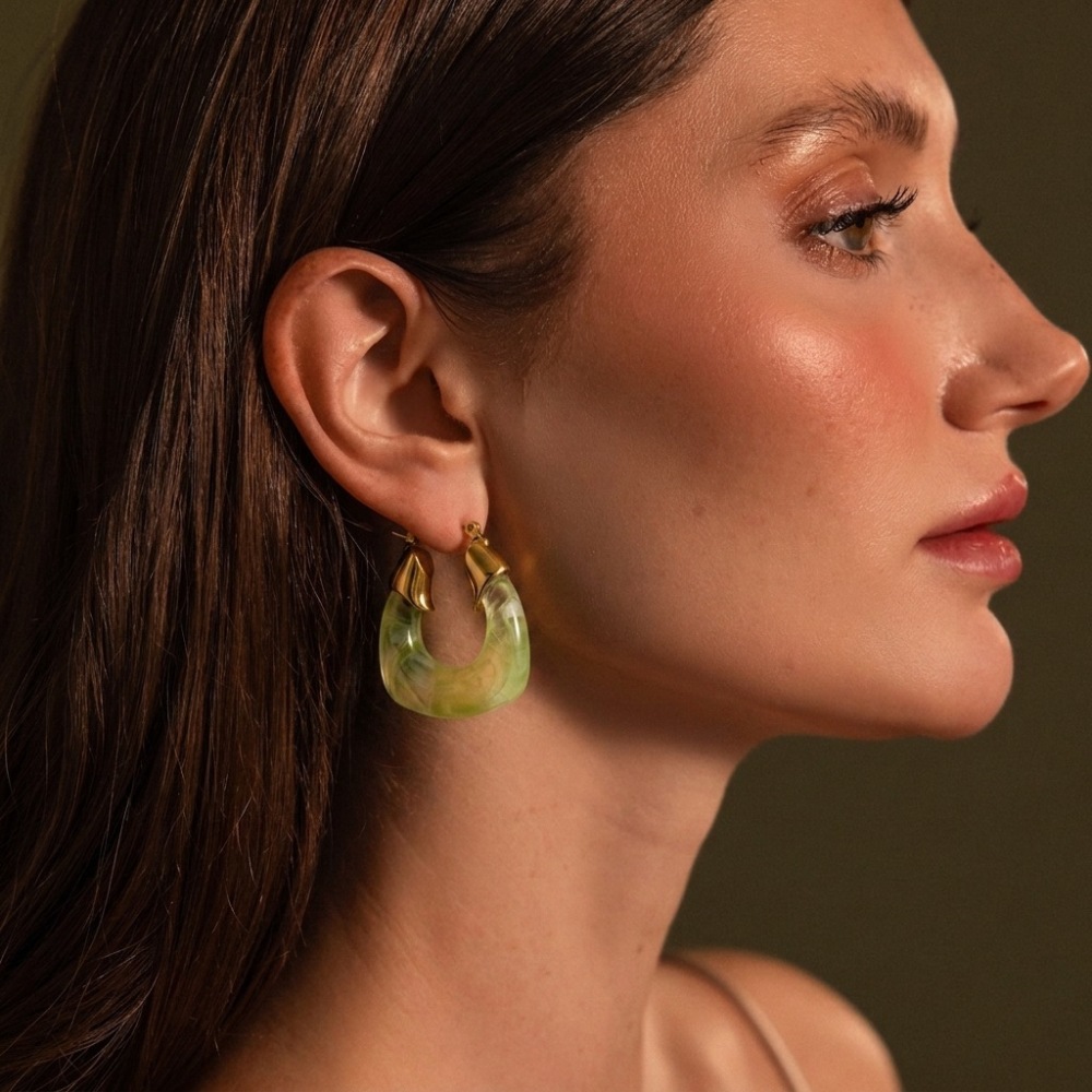 Boucles D'Oreilles Créoles Rétro Simple Series En Acier Inoxydable Étanche Couleur Or Pour Femmes Image3