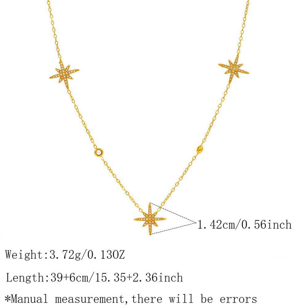 Colliers Pendentifs Pour Femmes Simple Series Daily Star En Acier Inoxydable Étanche Couleur Or 