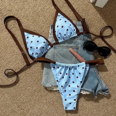 Ensemble bikini sexy à pois pour vacances à la plage 2