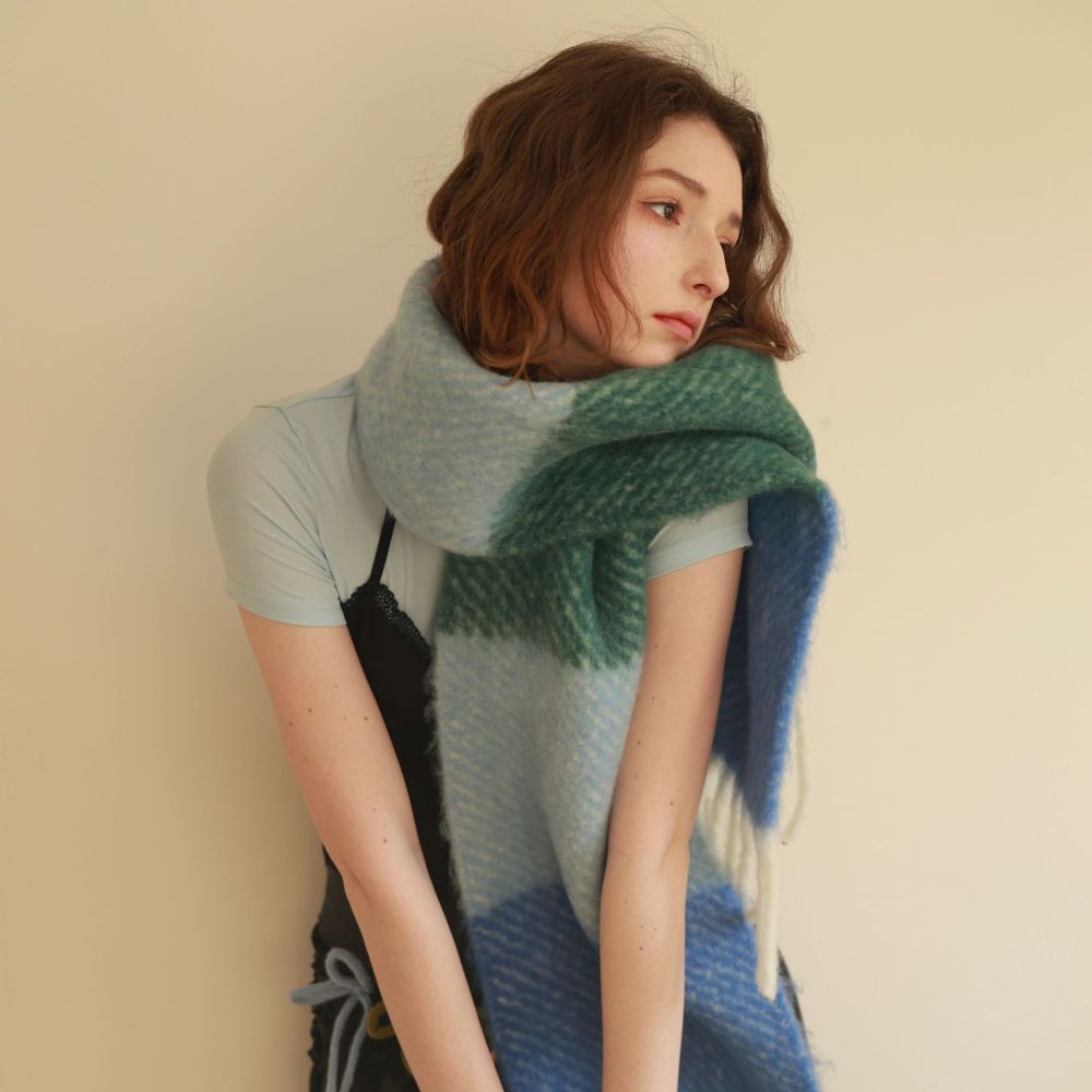 Écharpes D'Hiver En Laine Et Polyester Mélangées, À Pompons Quotidiens, De Couleur Assortie, De La Série Simple Image3