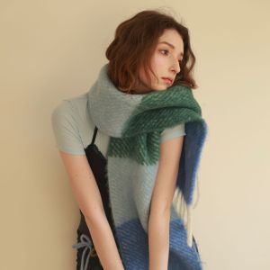 Écharpes D'Hiver En Laine Et Polyester Mélangées, À Pompons Quotidiens, De Couleur Assortie, De La Série Simple h5 Image3