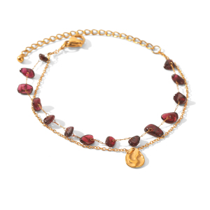 Bracelet À Perles Pour Femme, Forme Irrégulière, En Acier Inoxydable, Étanche, Couleur Or, Collection Simple Series. h5 