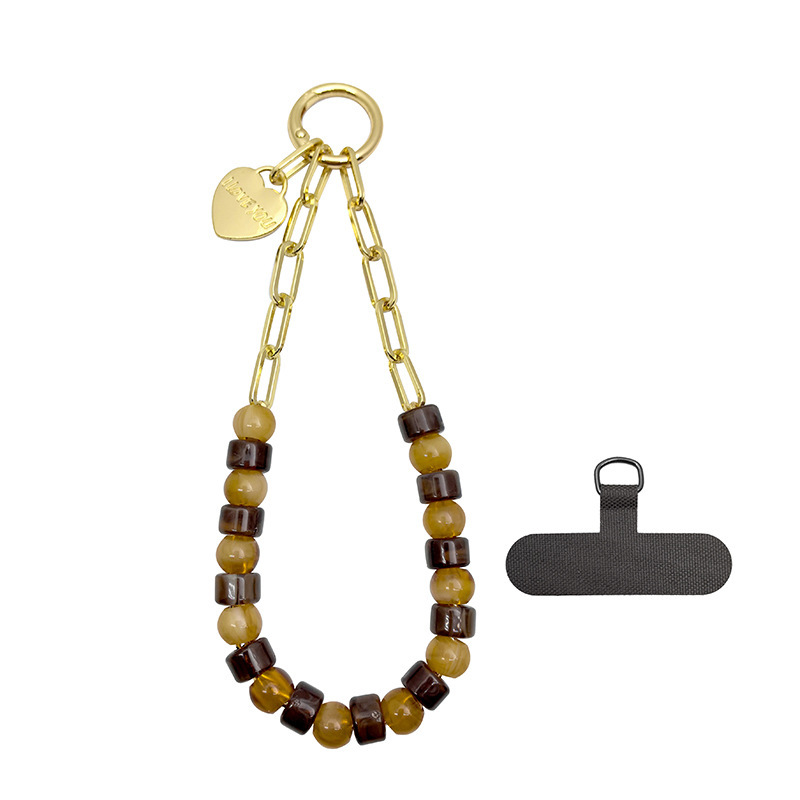 Chaîne De Téléphone En Acrylique Avec Perles En Forme De Cœur, Collection Simple Series Daily Heart Beads 