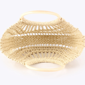 Sac Carré Pour Femme En Raphia Tissé Ajouré, Couleur Unie, Style Vacances h5 Image5