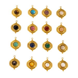 Pendentifs Ronds En Acier Inoxydable, Étanches, Couleur Or, Avec Pierre Naturelle, Pour Femmes, Collection Classique À Faire Soi-Même h5 Image4