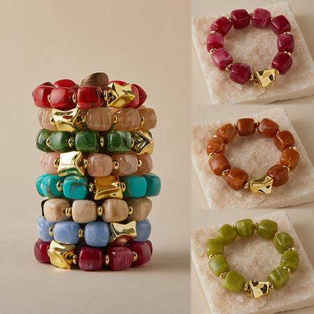 Bracelets de perles en acrylique à dégradé de couleurs pour femmes 2