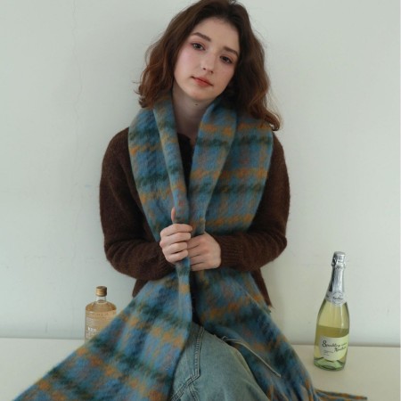 Écharpes d'hiver en laine et polyester mélangés, à carreaux rétro et pompons, de la série Simple