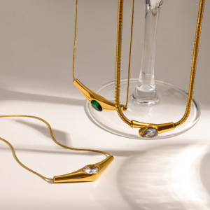 Colliers Pendentifs Pour Femmes En Acier Inoxydable Étanche Avec Strass h5 Image3