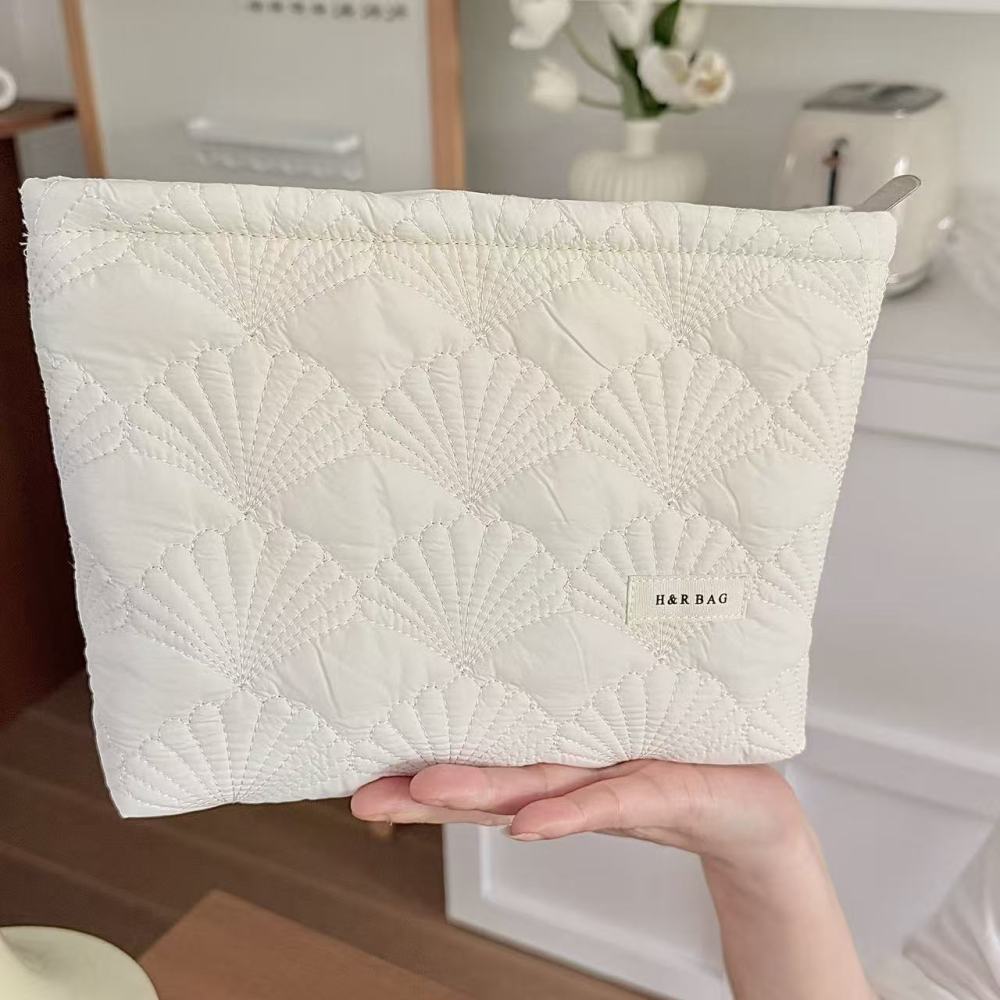Trousse De Maquillage Pour Femme Simple Series Daily Color Solide Style Océanique En Toile Coquillage 