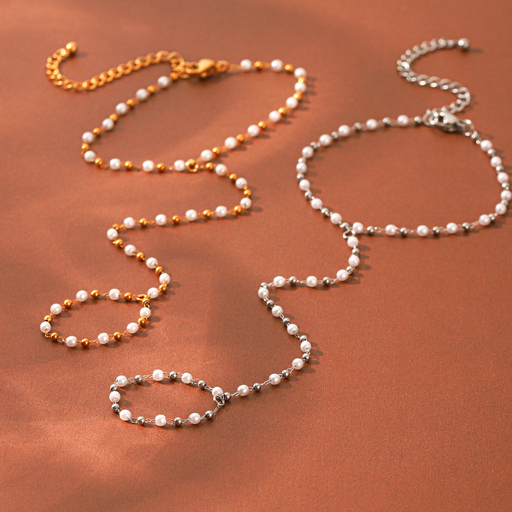 Chaîne De Poignet Simple Series Daily Chain En Acier Inoxydable Étanche Couleur Or Pour Femme Image3