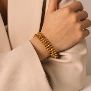 Bracelet Chaîne Pour Femme Simple Series Daily Chain En Acier Inoxydable Étanche Couleur Or h5 Image4